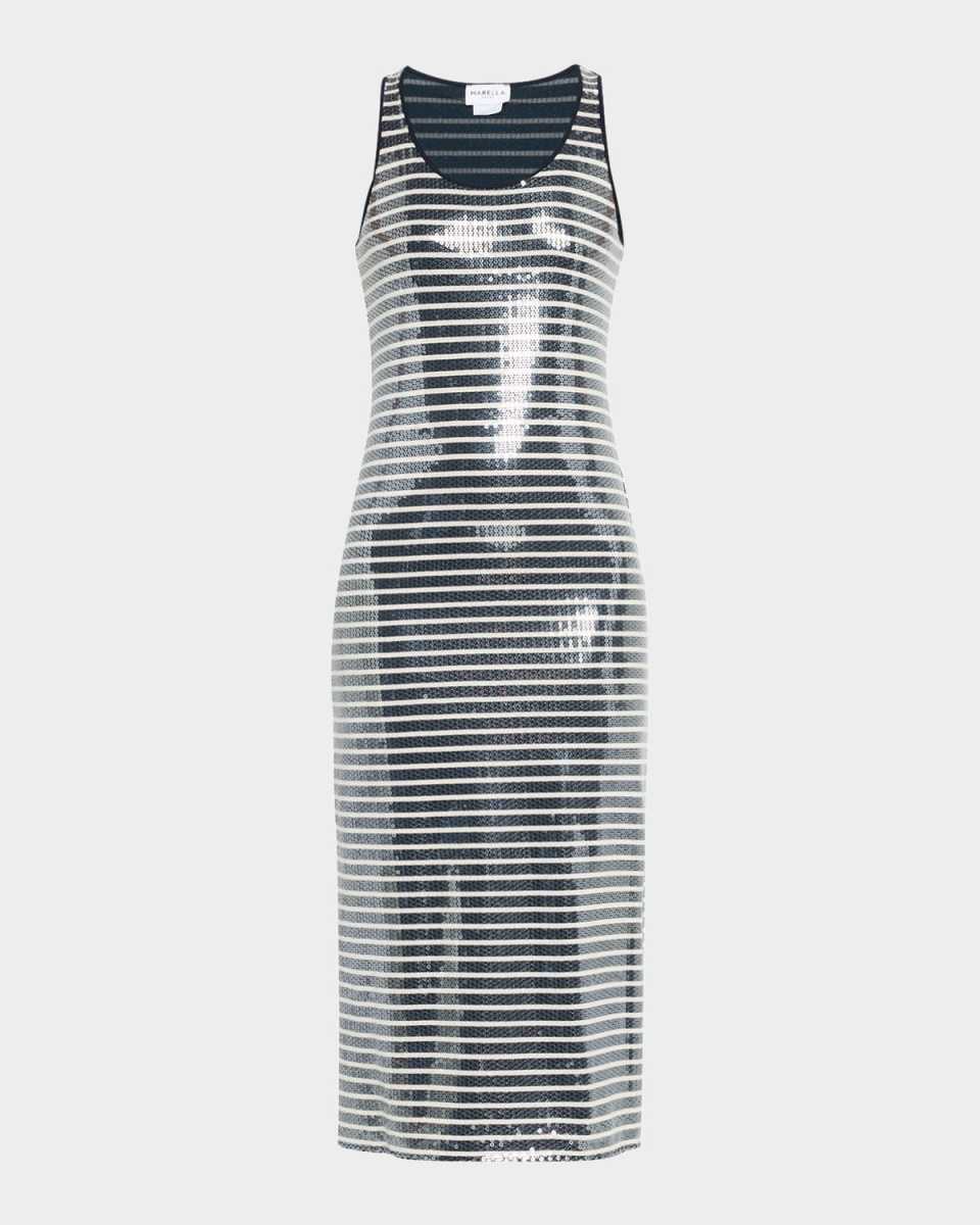 Beati Striped Sequin Midi Dress